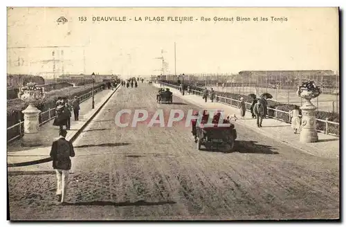 Ansichtskarte AK Deauville La Plage Fleurie Rue Gontaut Biron et les Tennis