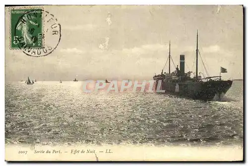 Cartes postales Sortie du Port Effet De Nuit Bateau