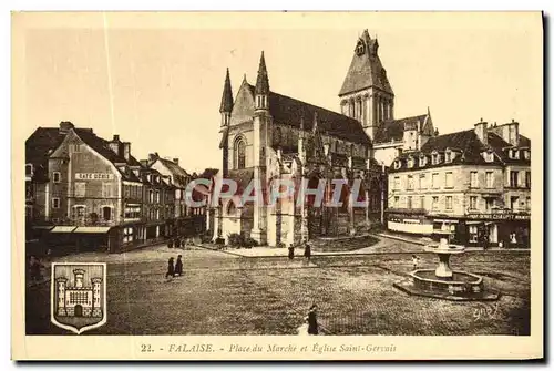 Ansichtskarte AK Falaise Place du Marche et Eglise Saint Gervais