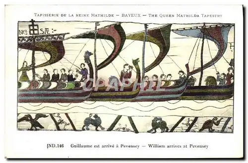 Cartes postales Bayeux Tapisserie de la Reine Mathilde Guillaume est arrive a Pevensey