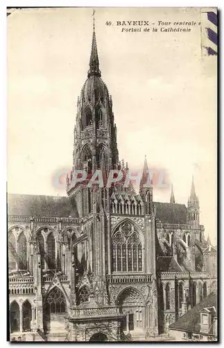Ansichtskarte AK Bayeux Tour Centrale Portail de La Cathedrale