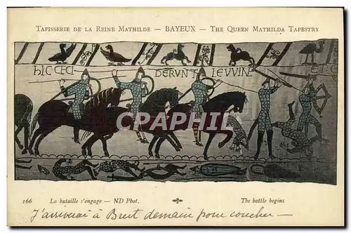 Cartes postales Bayeux Tapisserie de la Reine Mathilde la bataille s engage