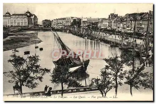 Cartes postales Trouville La Touques Les Quais Vue Generale Bateaux