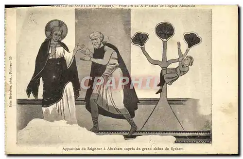 Cartes postales St Savin sur Gartempe Peinture du 12eme de l eglise abbatiale Apparition du seigneur a Abraham a