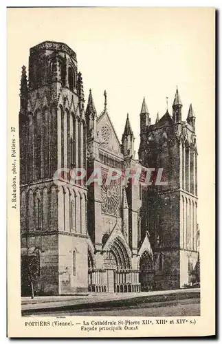 Cartes postales Poitiers La Cathedrale St Pierre Facade Principale Ouest