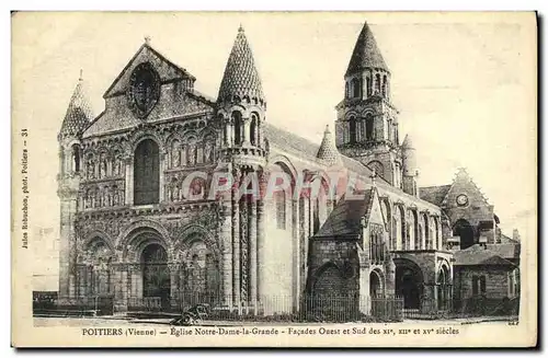 Cartes postales Poitiers Eglise Notre Dame la Grande Facades ouest et sud