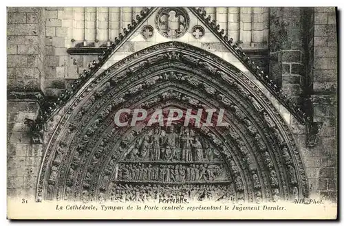 Ansichtskarte AK Poitiers La Cathedrale Tympan de la Porte Centrale representant le jugement dernier