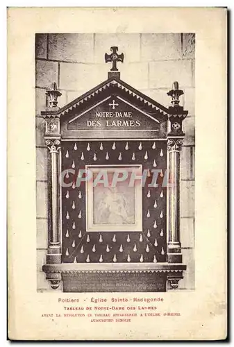 Cartes postales Poitiers Eglise Sainte Radegonde Tableau de Notre Dame des larmes