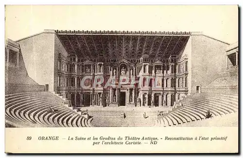 Ansichtskarte AK Orange La Scene et les Gradins du Theatre Antique Reconstitution a l etat primitif par l archite