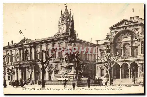 Cartes postales Avignon Place de L Horloge La Mairie Le Theatre et Monument du Centenaire