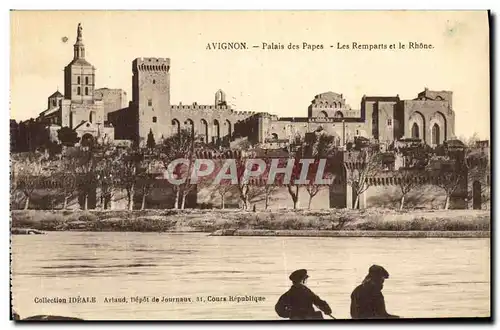 Cartes postales Avignon Palais des Papes Les Remparts et le Rhone