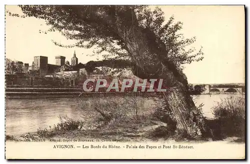 Ansichtskarte AK Avignon Les Bords du Rhone Palais des Papes et Pont St Benezet