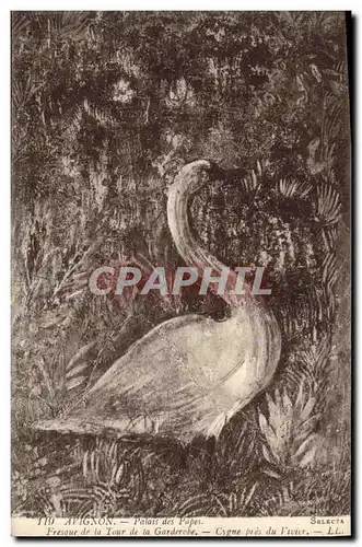 Cartes postales Avignon Palais des Papes Fresque de la Tour de la Garderobe Cygne pres du vivier