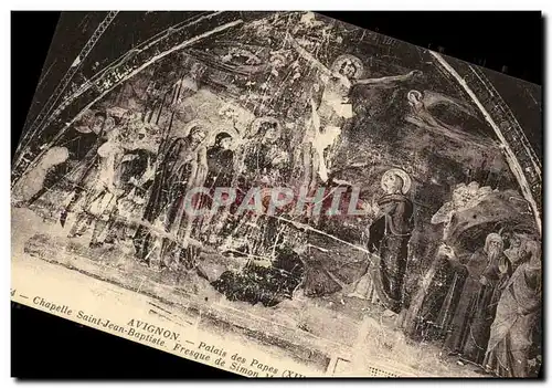 Cartes postales Avignon Palais des Papes Fresque de la Chapelle Saint Jean Baptiste Fresque de Simon Memmi Le cr