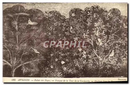 Cartes postales Avignon Palais des Papes Fresque de la Tour de la Garderobe Osieleur dans les branches