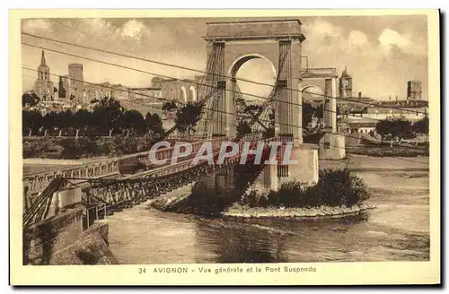 Cartes postales Avignon Vue Generale et le Pont Suspendu