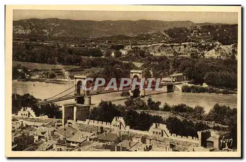 Cartes postales Avignon Vue Generale sur le Pont suspendu et les Coteaux de Villeneuve