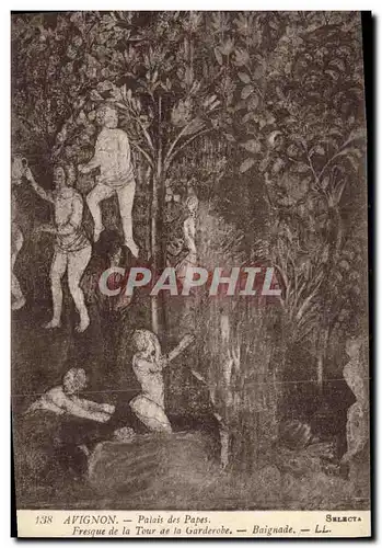 Cartes postales Avignon Palais des Papes Fresque de la tour de la garderobe Baignade