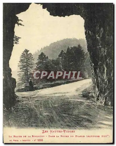 Ansichtskarte AK Hautes Vosges La Route De La Schlucht Dans la roche du diable