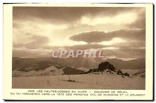 Cartes postales Sur les Hautes Vosges en hiver Coucher de soleil vu du Hochstein vers la tete des perches col de