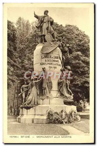 Cartes postales St Die Monument Aux Morts Militaria