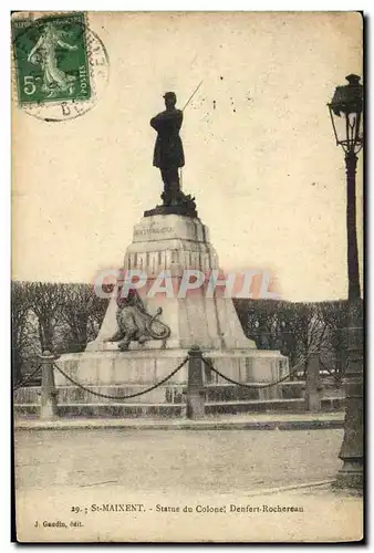 Cartes postales Saint Maixent Statue du Colonel Denfert Rochereau Lion Militaria