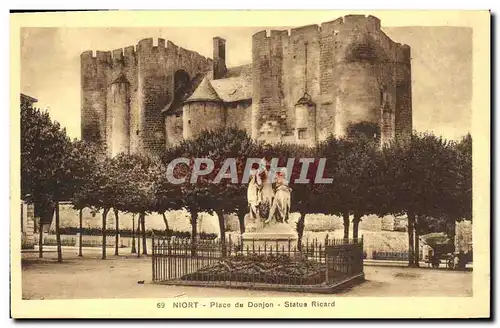 Ansichtskarte AK Niort Place du Donjon Statue Ricard