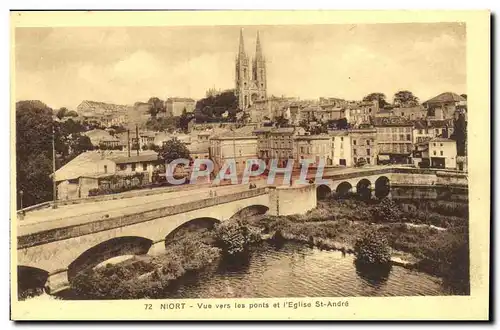 Ansichtskarte AK Niort Vue Vers Les Ponts et L Eglise St Anne