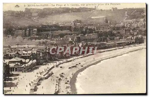 Cartes postales Mers les Bains La Plage et Le Casino Vue Generale prise des falaises