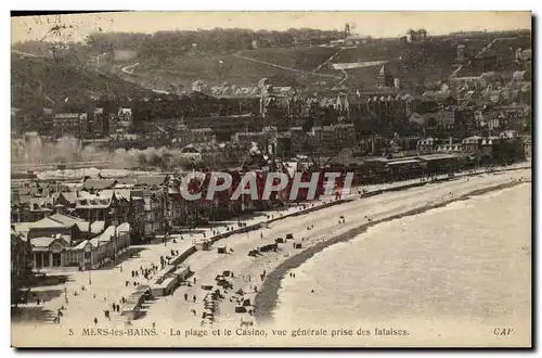 Cartes postales Mers les Bains La Plage et le Casino Vue Generale Prise Des Falaises