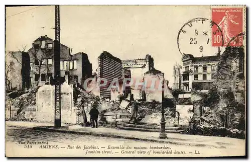 Cartes postales Amiens Rue des Jacobins Ensemble des maisons bombardees Militaria