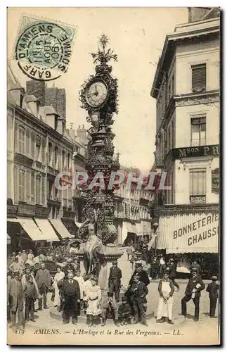 Ansichtskarte AK Amiens L Horloge et La Rue des Vergeaux