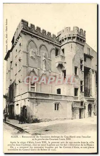 Ansichtskarte AK Alais Restauration de I ancienne Auberge du Coq Hardi avec l escalier et le porche des casernes