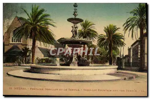 Cartes postales Hyeres Fontaine Godillot Et Le Temple