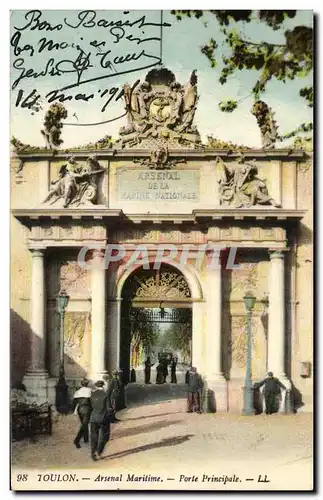 Cartes postales Toulon Arsenal Maritime Porte Principale Militaria