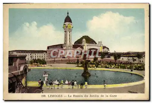 Ansichtskarte AK Limoges Le Bassin du Jardin de la Gare