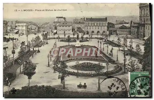 Cartes postales Limoges Place et Statue de Jourdan