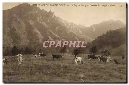 Ansichtskarte AK Environs Du Mont Dore Le Puy de Sancy et I entree des gorges d enfer Vaches