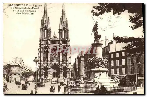 Cartes postales Marseille Eglise St Vincent de Paul et Le Monument des mobiles