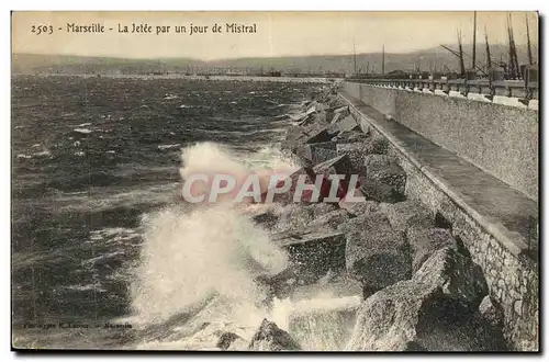 Ansichtskarte AK Marseille La Jetee Par Un Jour de Mistral