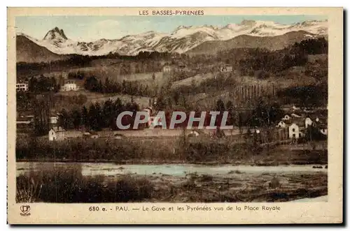 Cartes postales Pau Le Gave Et Les Pyrenees Vus De La Place Royale