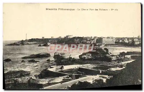 Cartes postales Biarritz Pittoresque La Cote Et Port Des Pecheurs