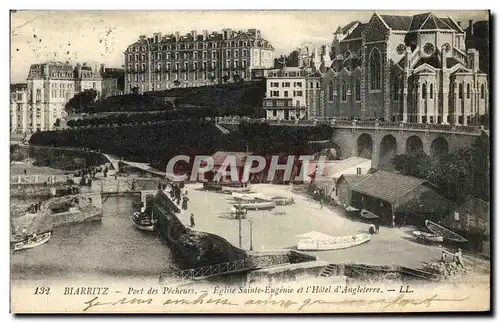 Cartes postales Biarritz Port Des Pecheurs Eglise Sainte Eugenie et l hotel d Angleterre