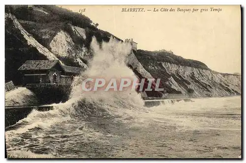 Cartes postales Biarritz La Cote des Basques Par Gros Temps