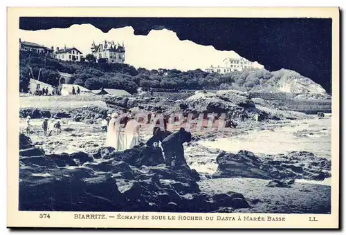 Cartes postales Biarritz Echappee Sous Le Rocher Du Basta A maree Basse