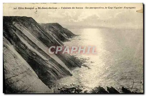 Cartes postales Saint Jean De Luz Falaises de Socoa En Perspective Le Cap Figuier Espagne