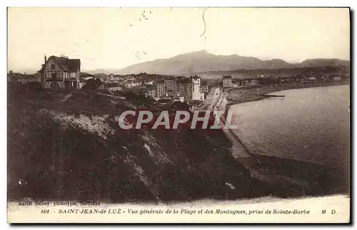 Cartes postales Saint Jean De Luz Vue Generale de la Plage et des Montagnes prise de Sainte Barbe