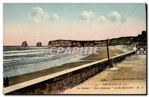 Cartes postales Hendaye Les Rochers Deux Jumeaux Vus Du Boulevard