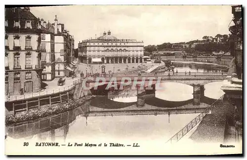 Cartes postales Bayonne Le Pont Mayou Et Le Theatre