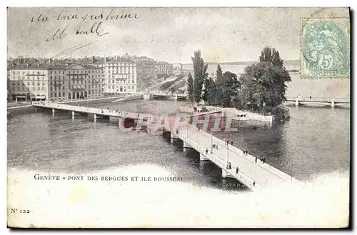 Cartes postales Geneve Pont Des Bergues Et Ile Rousseau